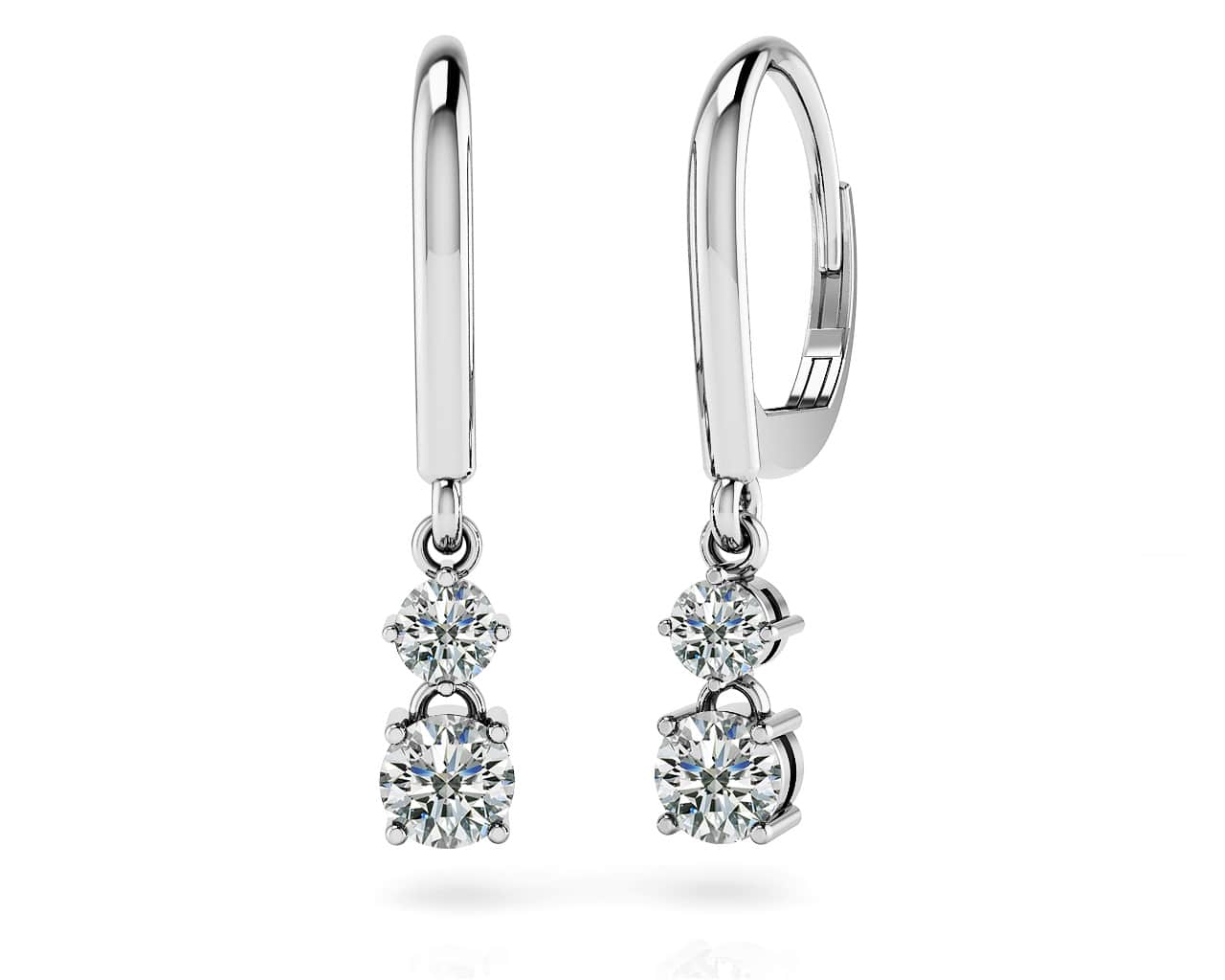Double Drop Shiny Back Earrings Diamond with 0.72 ct.(finished) 3mm, 4mm
